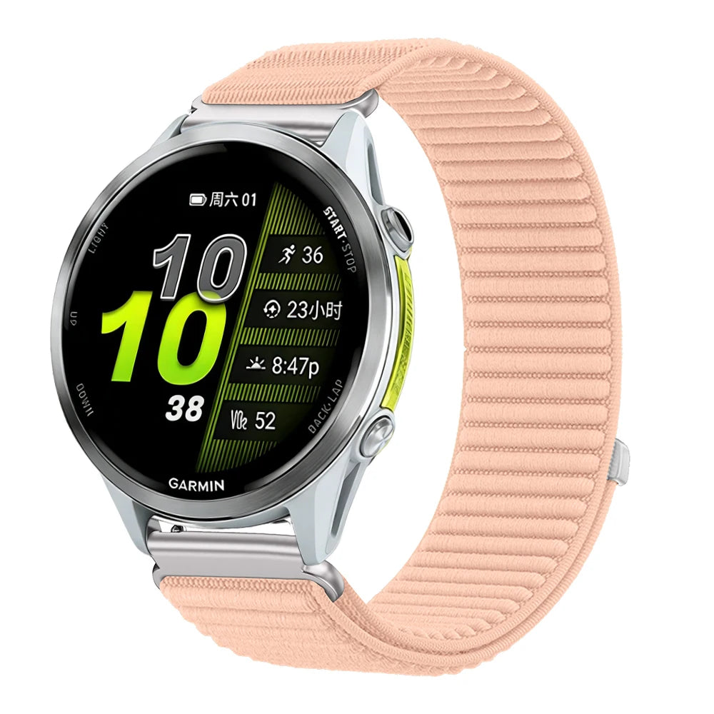 Polar Ribbed Nylon Sport Loop Watch Band — Pink Sand