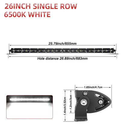Slim LED Light Bar for Golf Carts, Single Row, 7 to 26 in