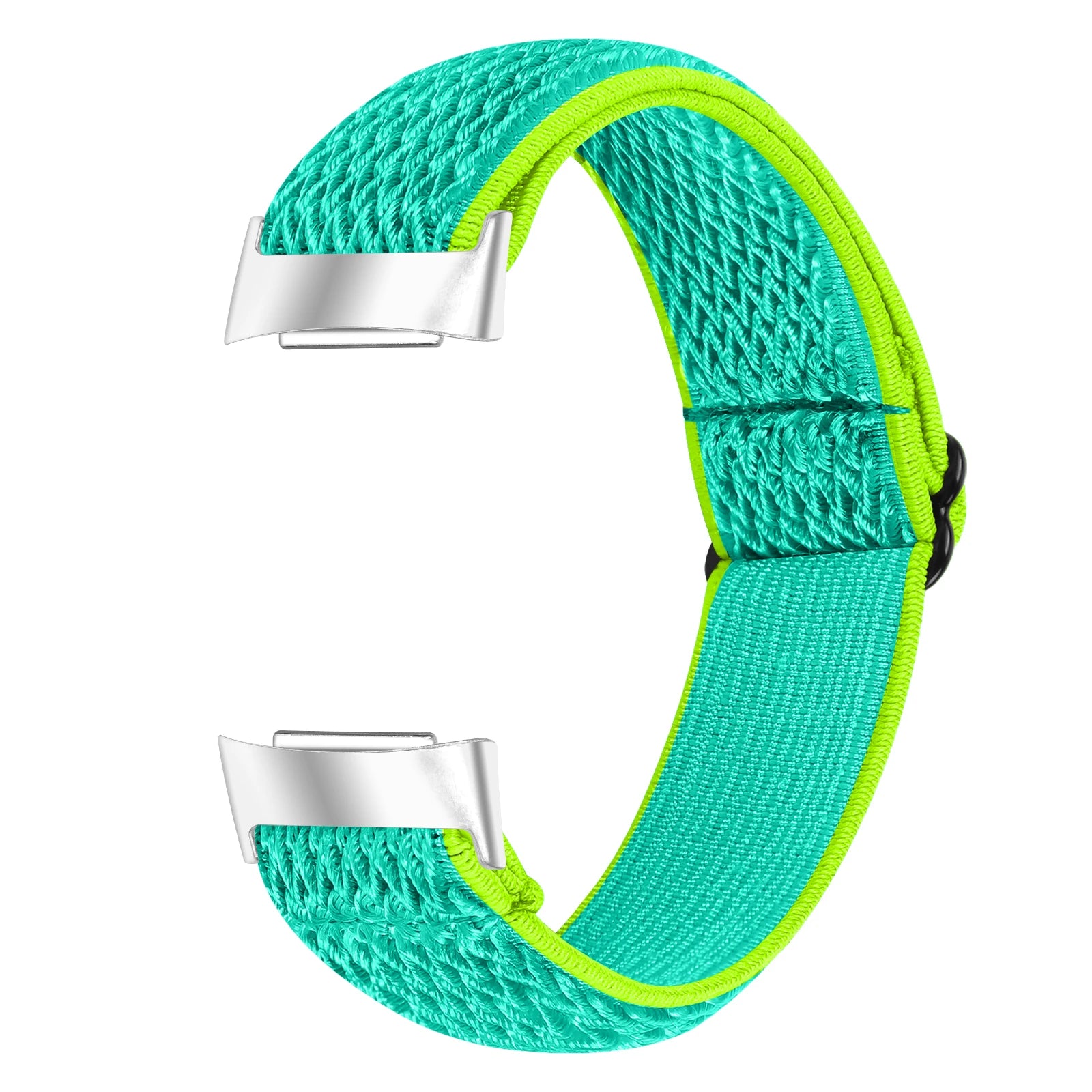Elastic nylon strap for Fitbit Charge 6 in vibrant turquoise and green, ideal for sport and style.