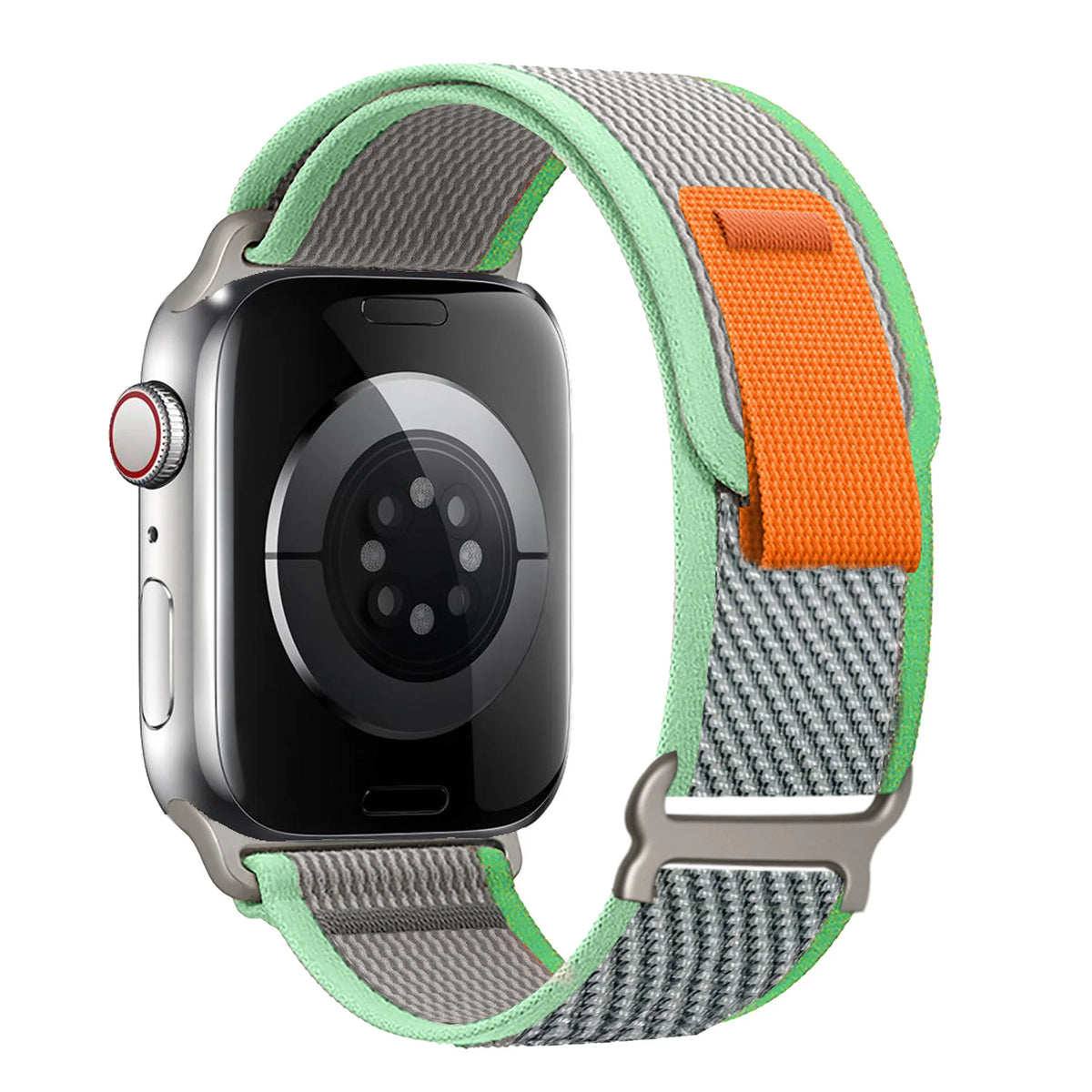 Two-Tone Nylon Apple Watch Trail Loop with Pull Tab in Gray / Mint