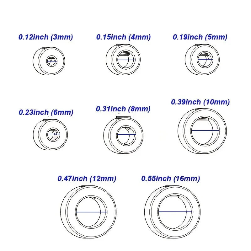 Drill stop collar sizes from 3mm to 16mm