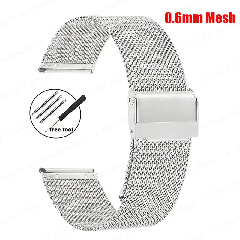 Milanese Mesh Band with Adjustable Clasp in Silver / 0.6mm Mesh for compatible Huawei watches