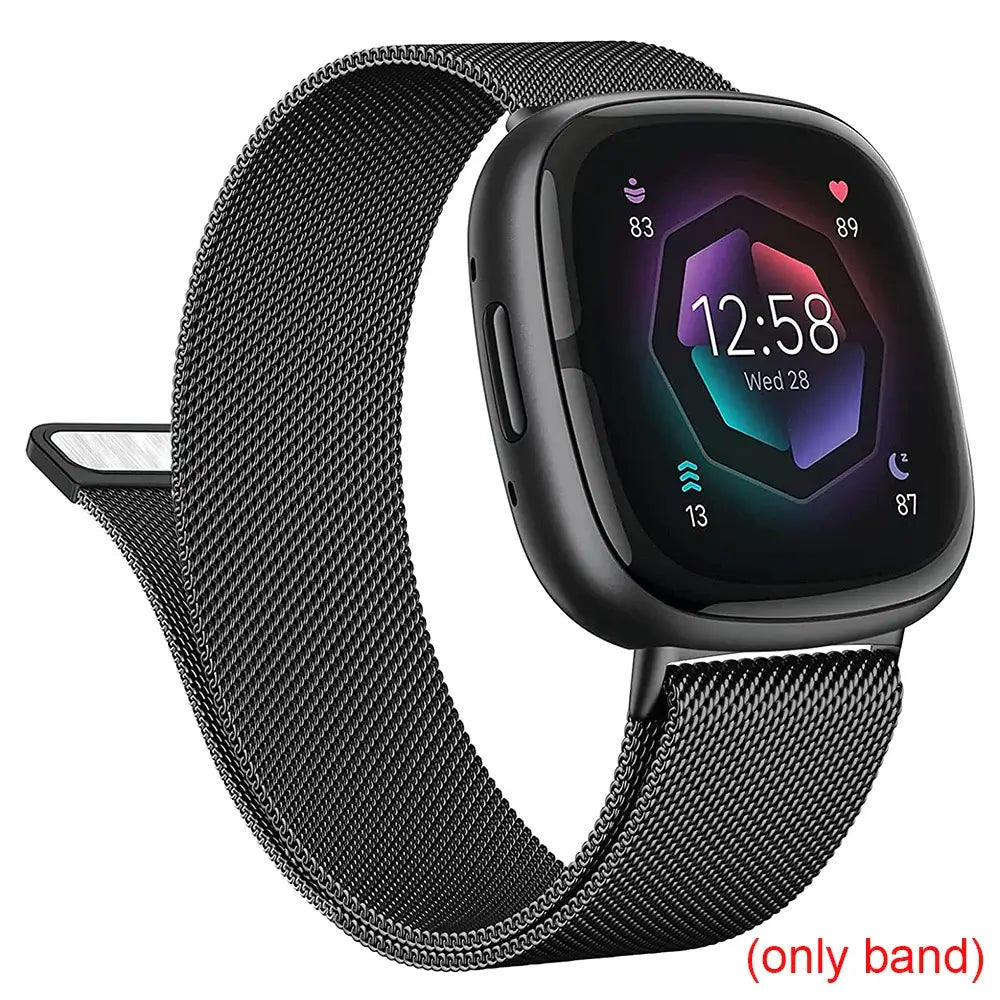 Fitbit Versa 3/4 & Sense 1/2 Magnetic Mesh Band - Black