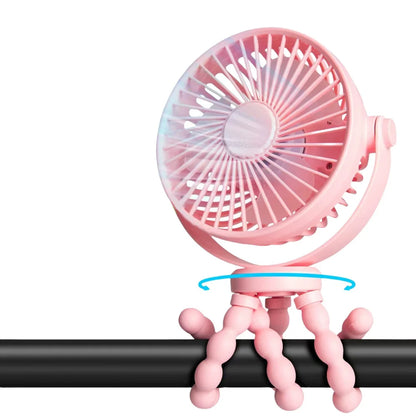 Flexible Tripod Golf Cart Fan, 5000mAh Rechargeable, Wraps Around Bars