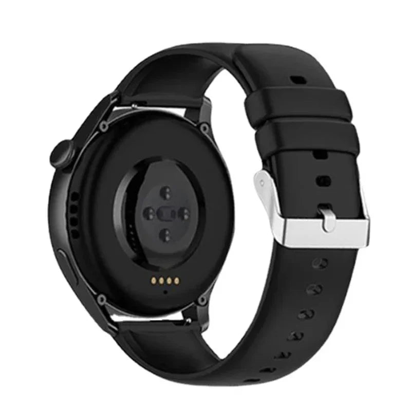 COROS Smooth Silicone Watch Band with Pin Buckle - Black band rear view on watch