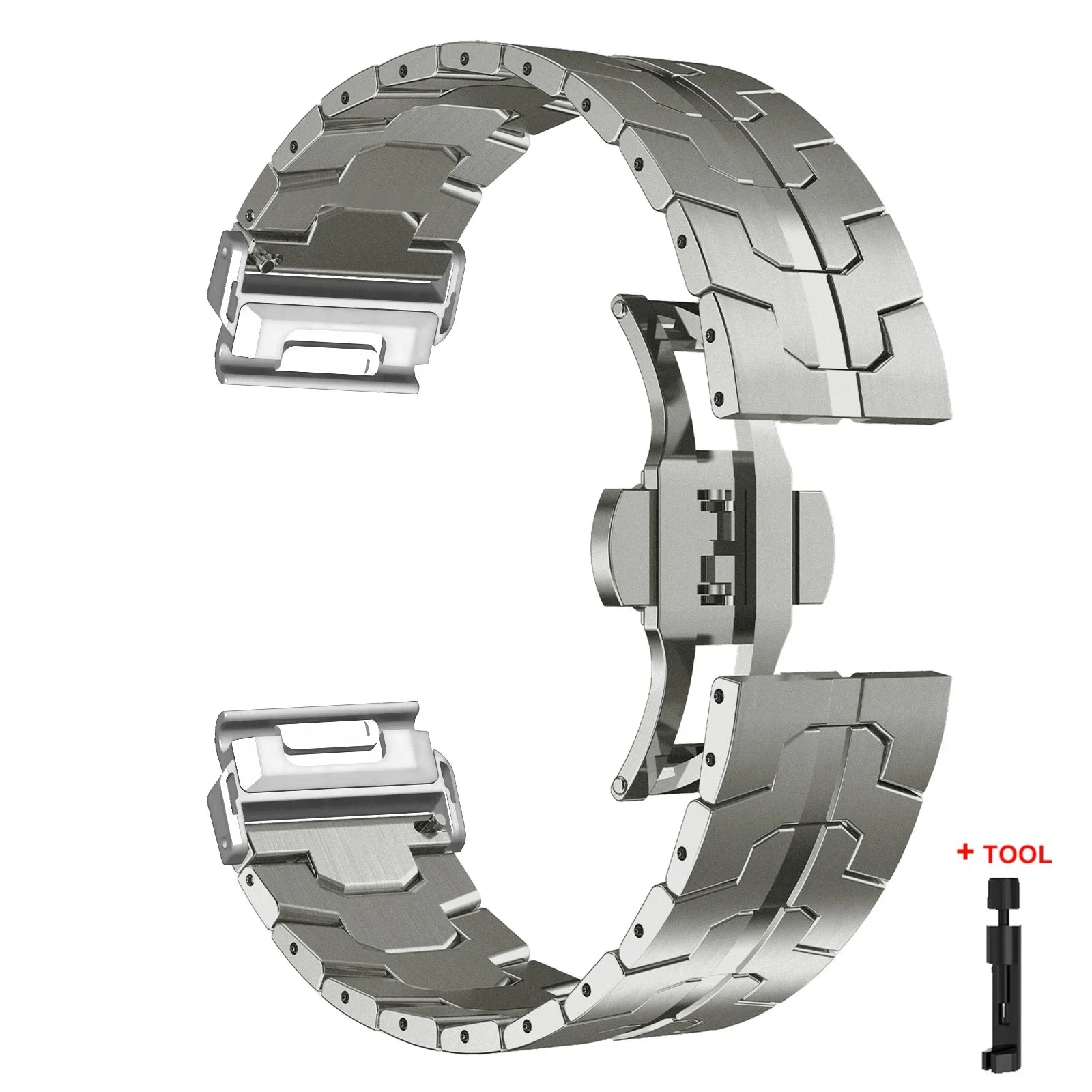 Garmin QuickFit stainless steel strap showcasing durability and elegance for Garmin smartwatch bands.