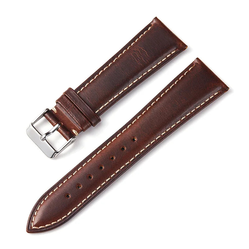 Brown leather strap buckle and stitching for COROS – BandsCo Straps