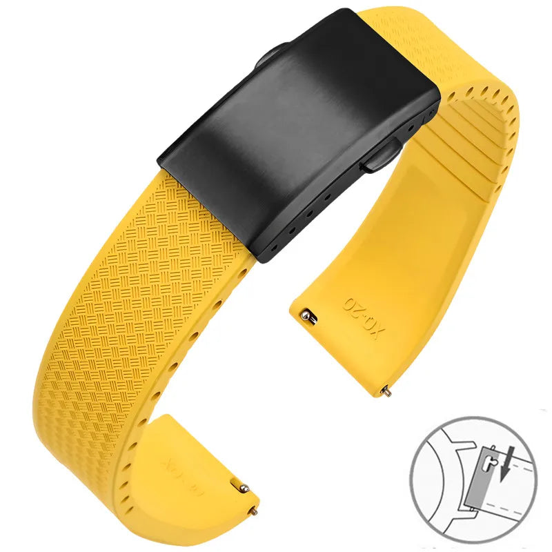 Garmin FKM Rubber Band in Yellow with Black Clasp