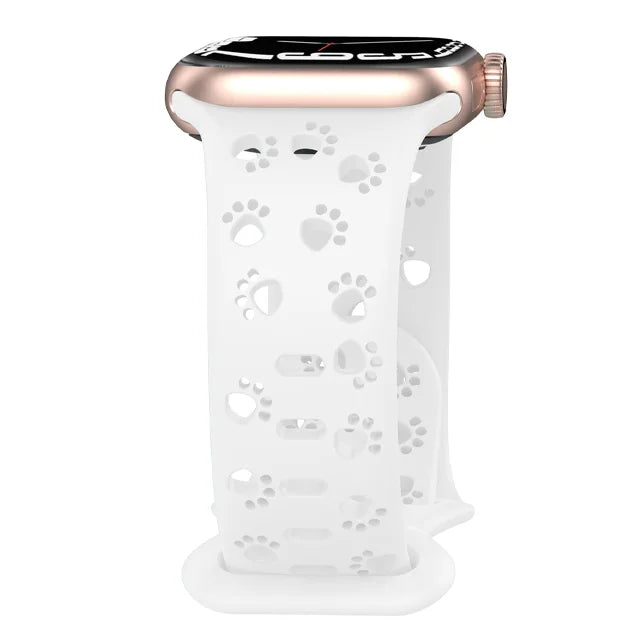 Paw Print Cutout Silicone Apple Watch Band in White