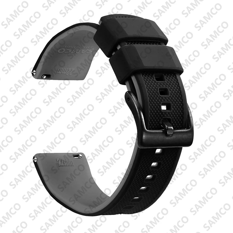COROS Textured Silicone Watch Band with Buckle Choices - Black / Gray - Black Buckle