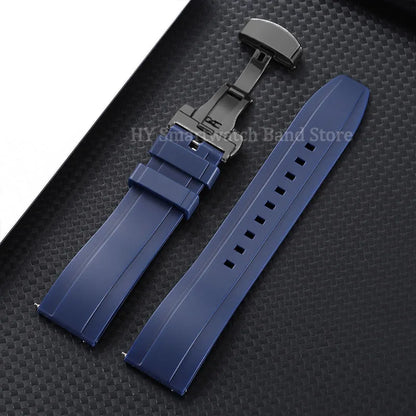 Silicone Butterfly Clasp Band in Navy Blue with Black Clasp