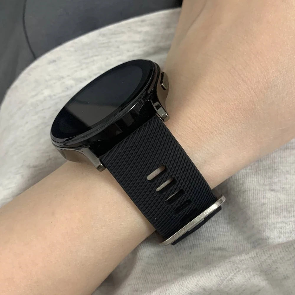 Black silicone band worn on wrist for COROS – BandsCo Straps