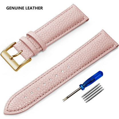 Grained Leather Band in Pink with Rose Gold Buckle