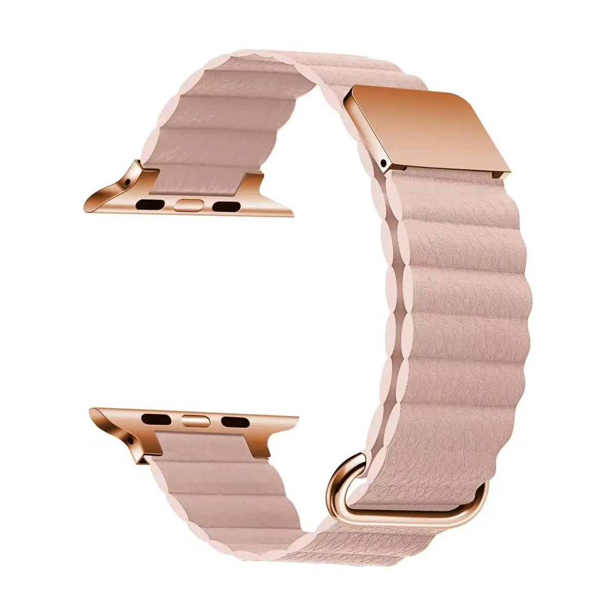 Ribbed Leather Apple Watch Loop Band in Soft Pink