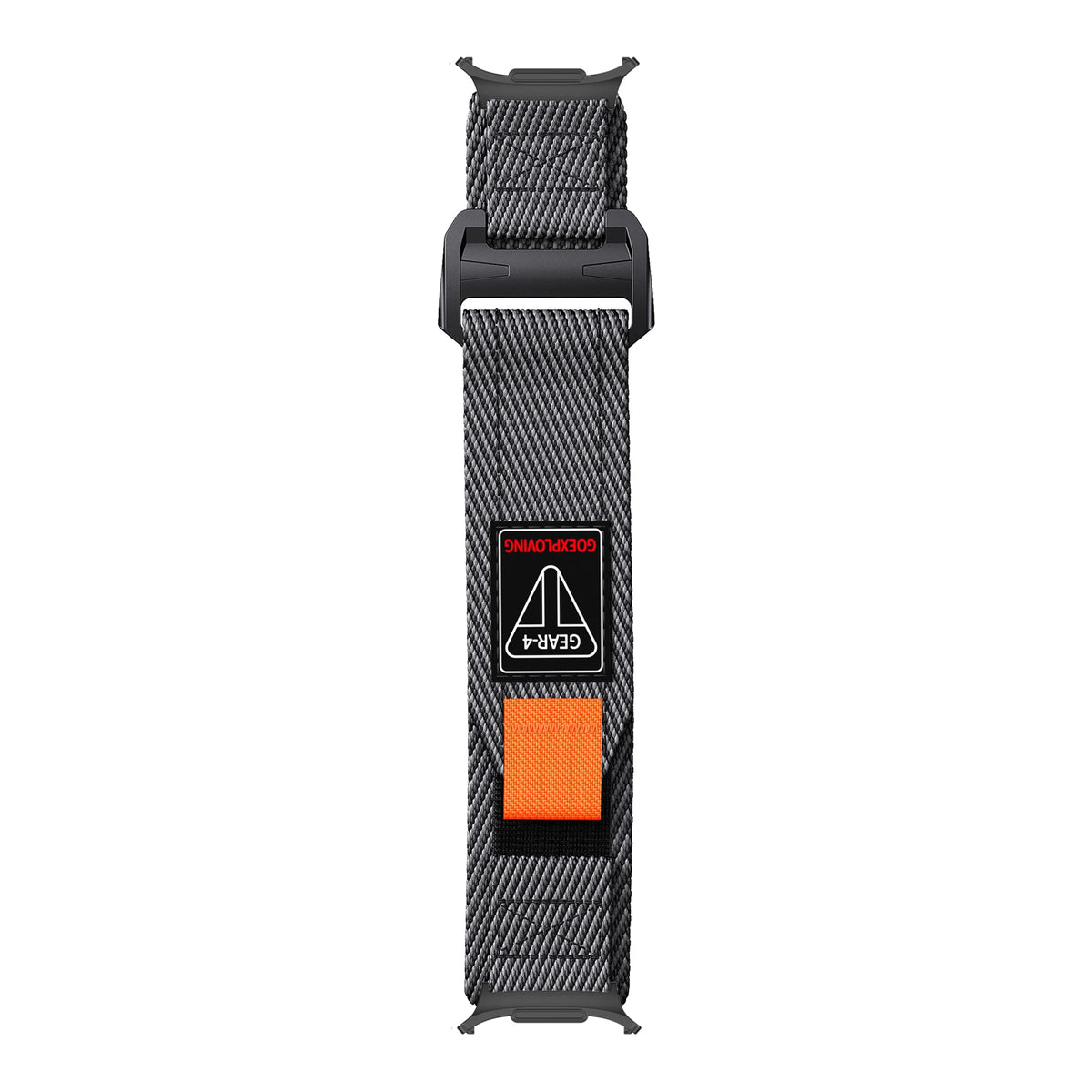 Samsung Galaxy Braided Nylon Watch Band – Ultra/Ultra2 Red Black Adventure wristband in black with orange accents
