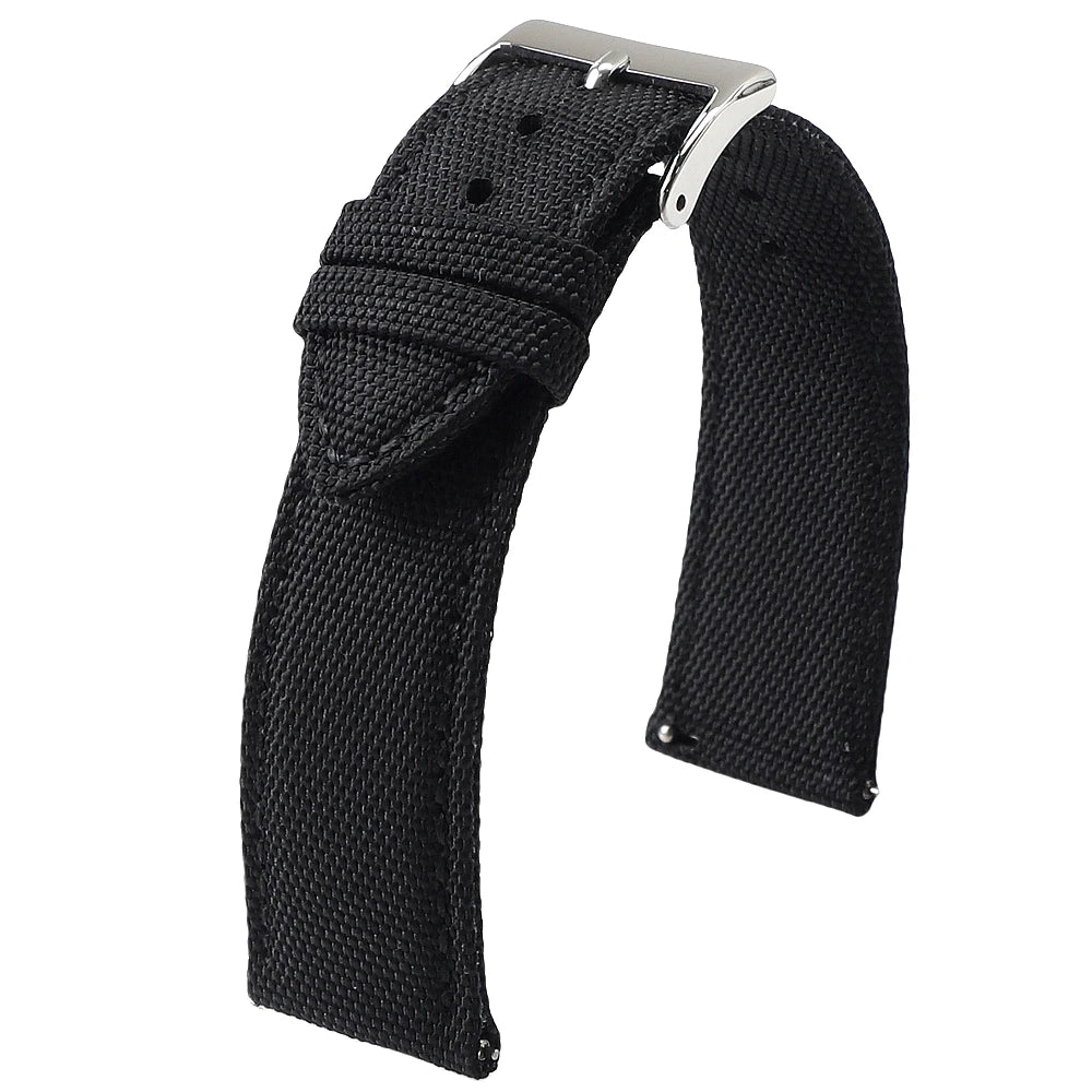 Motorola Moto Sailcloth Nylon Watch Band with Pin Buckle — Black