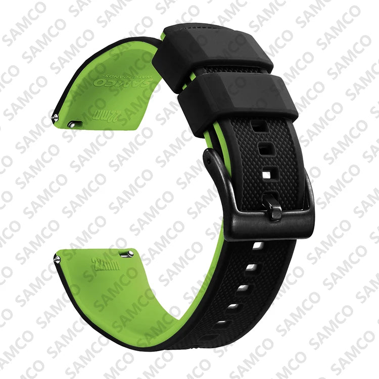 COROS Textured Silicone Watch Band with Buckle Choices - Black / Lime - Black Buckle