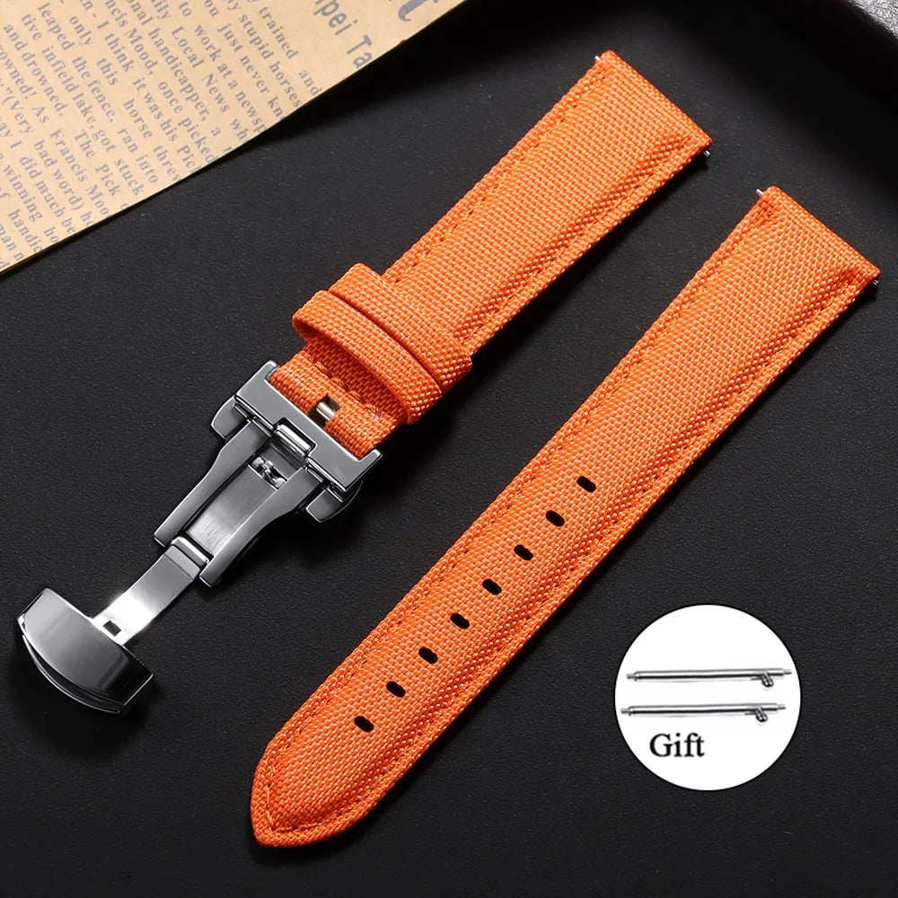 COROS Sailcloth Nylon Watch Band with Butterfly Clasp - Orange