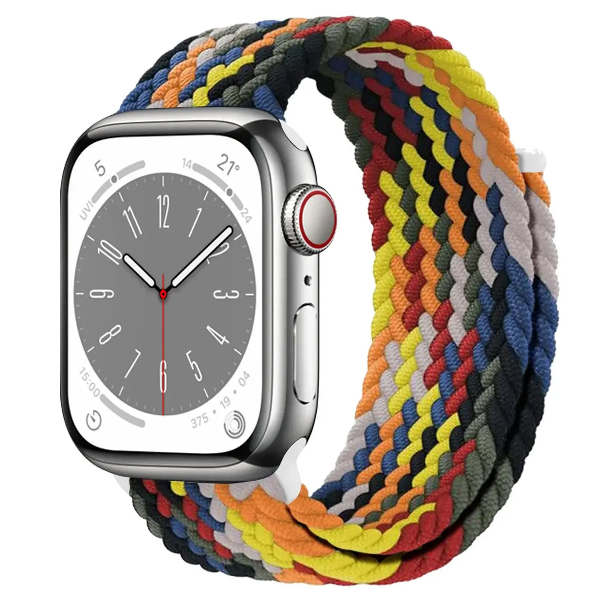 Multicolor striped braided nylon Apple Watch band