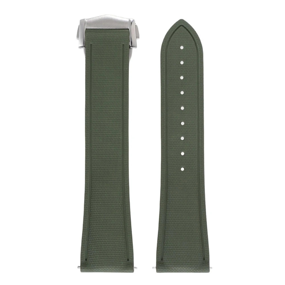 Garmin Sailcloth-Texture FKM Rubber Band in Green with Silver Clasp