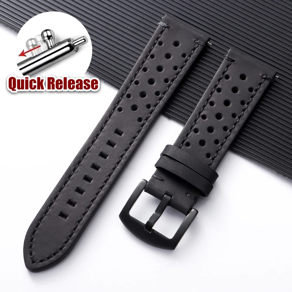 OnePlus Watch Band Quick Release Leather Strap Vintage Brown Wristband with quick release mechanism