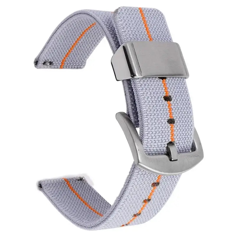 Nylon Band with Wide Metal Keeper in Gray / Orange Stripe for compatible Huawei watches