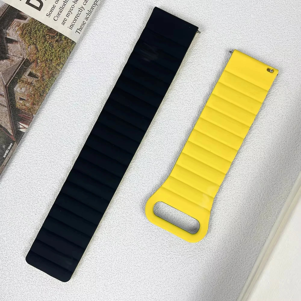 Polar Ribbed Magnetic Silicone Loop Band – black and yellow strap sections