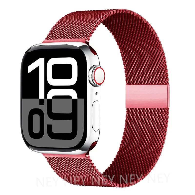 Colorful Milanese Mesh Apple Watch Band in Red