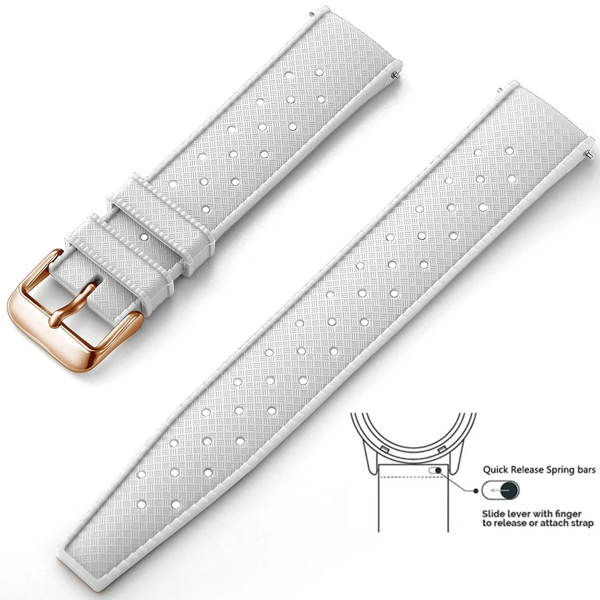 Tropic Silicone Band for Polar – White / Rose Gold Buckle