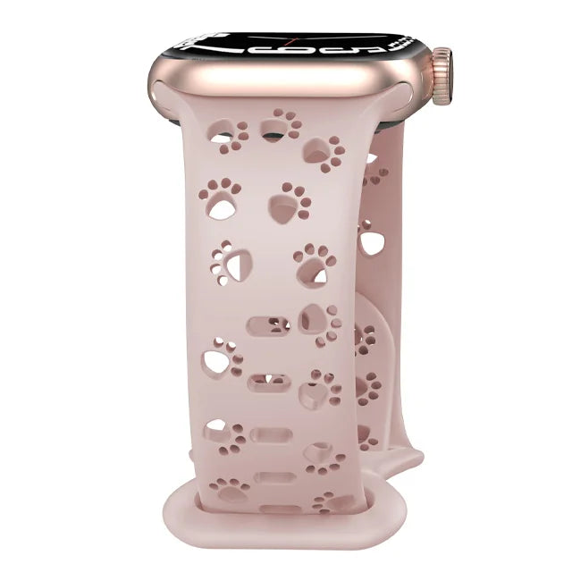 Paw Print Cutout Silicone Apple Watch Band in Dusty Pink