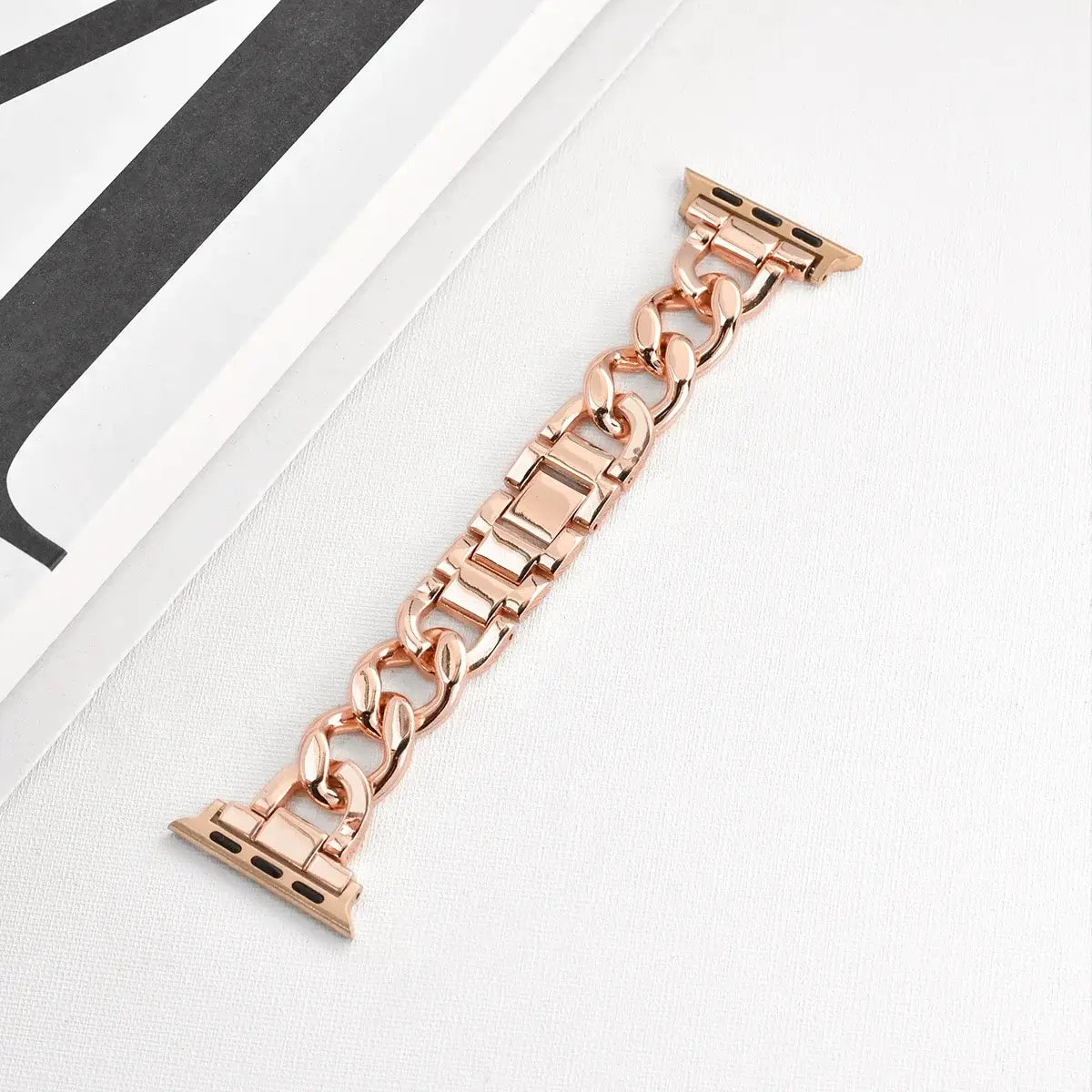 Rose Gold mixed-link stainless steel Apple Watch chain band