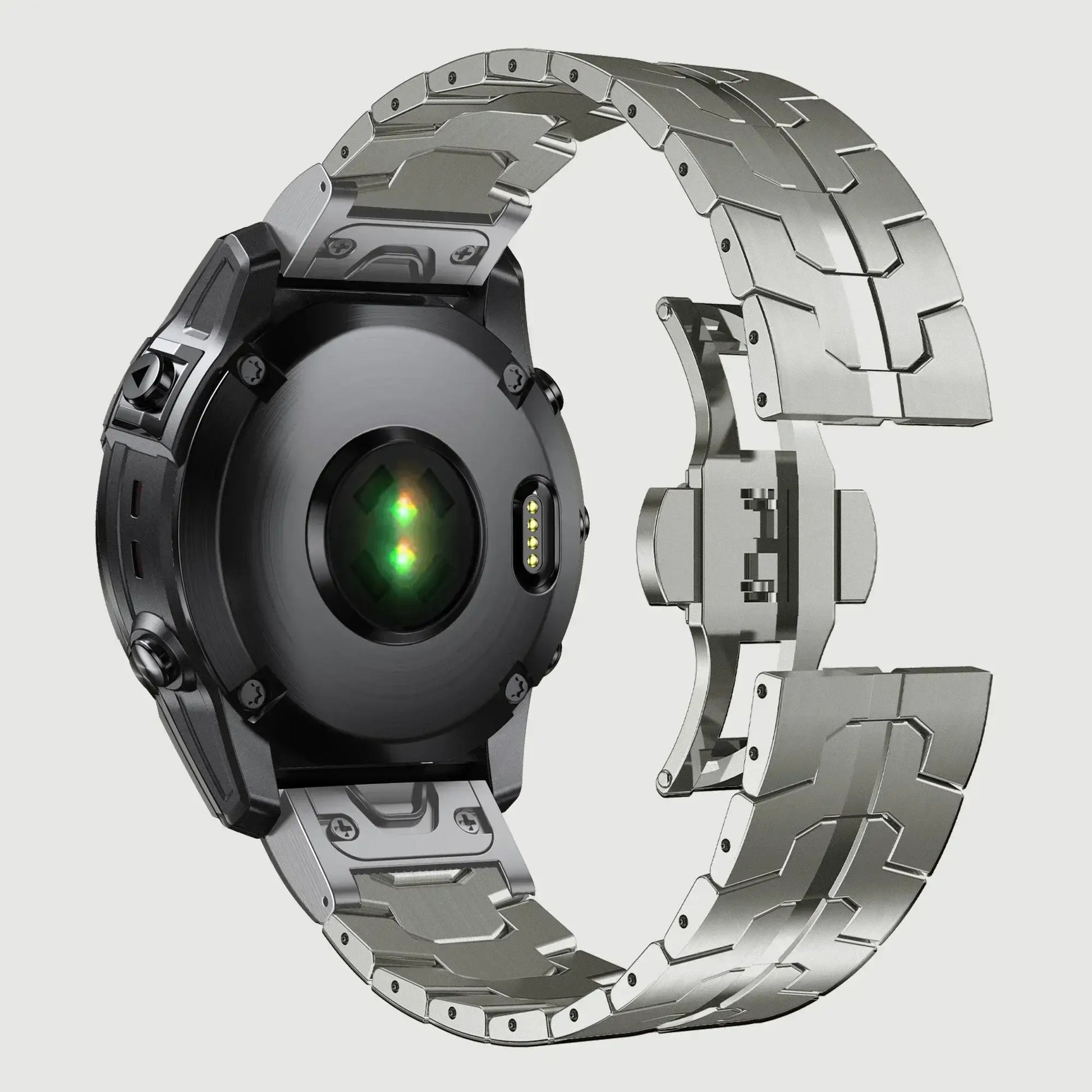 Stainless steel Garmin QuickFit band showcasing a sleek design for stylish daily wear and active lifestyles.