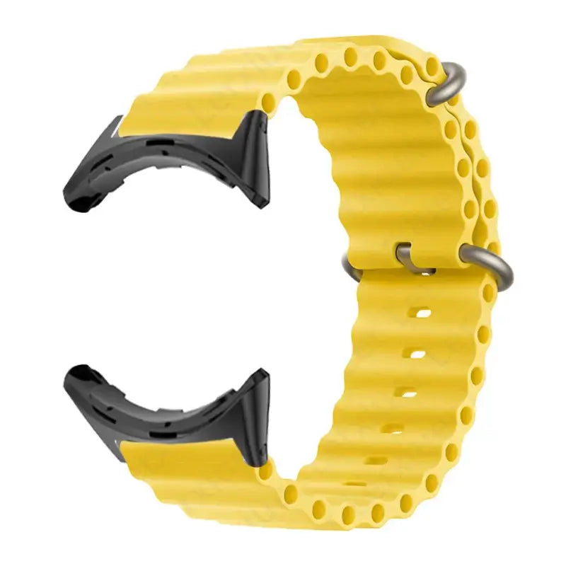 Ribbed Silicone Google Pixel Watch Band with Buckle in Yellow