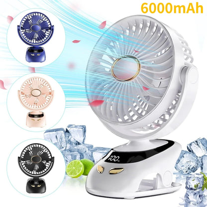 Rechargeable Clip-On Golf Cart Fan, 6 in Cordless Fan with 5 Speeds