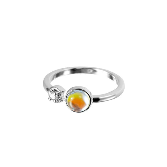 Dainty Simulated Moonstone Open Ring, 925 Sterling Silver, photo 1