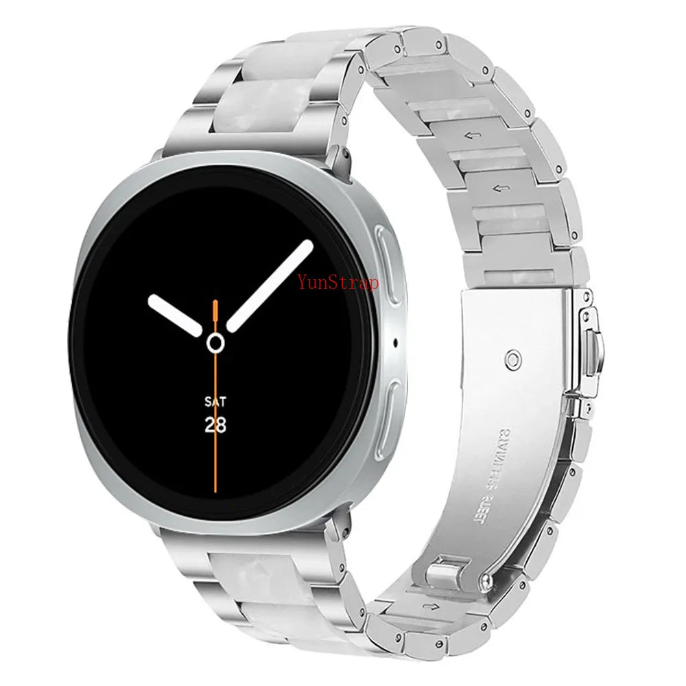 Samsung Galaxy Watch Band Metal Resin Bracelet Watch8/Watch8 Classic/Watch9 Ultra/Ultra2 on a sleek smartwatch.