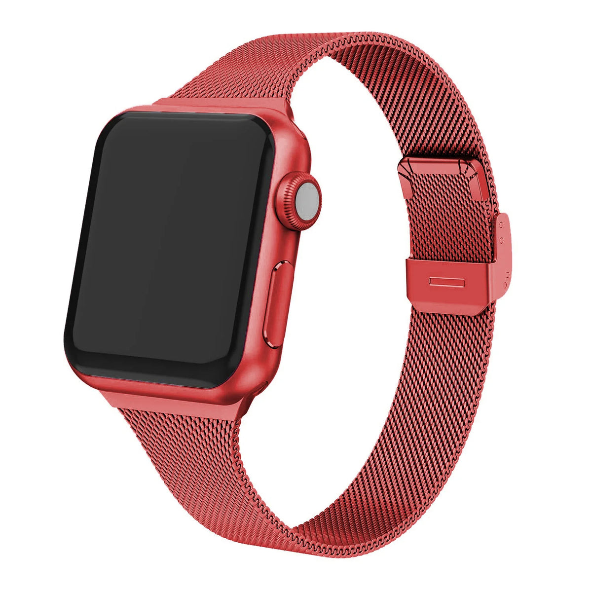 Milanese Mesh Apple Watch Band with Sliding Clasp in Red