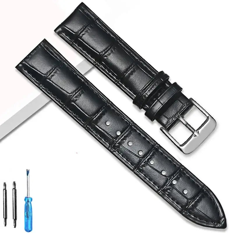 Suunto Crocodile-Embossed Leather Buckle Band – Black / Silver Buckle