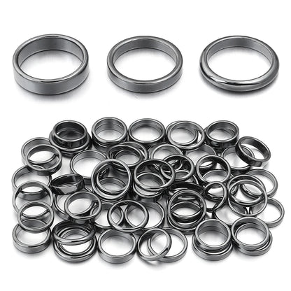 Simulated Hematite Stacking Band Rings, Set of 6