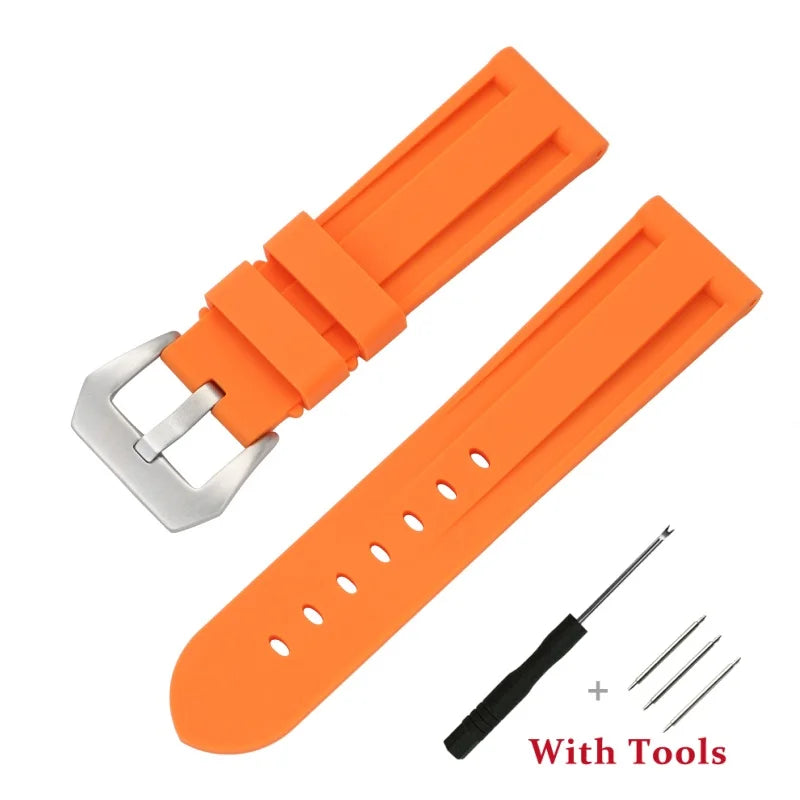 OnePlus Smartwatch Bands Silicone Sport Watch Strap Waterproof Bracelet in vibrant orange with tools for easy installation.