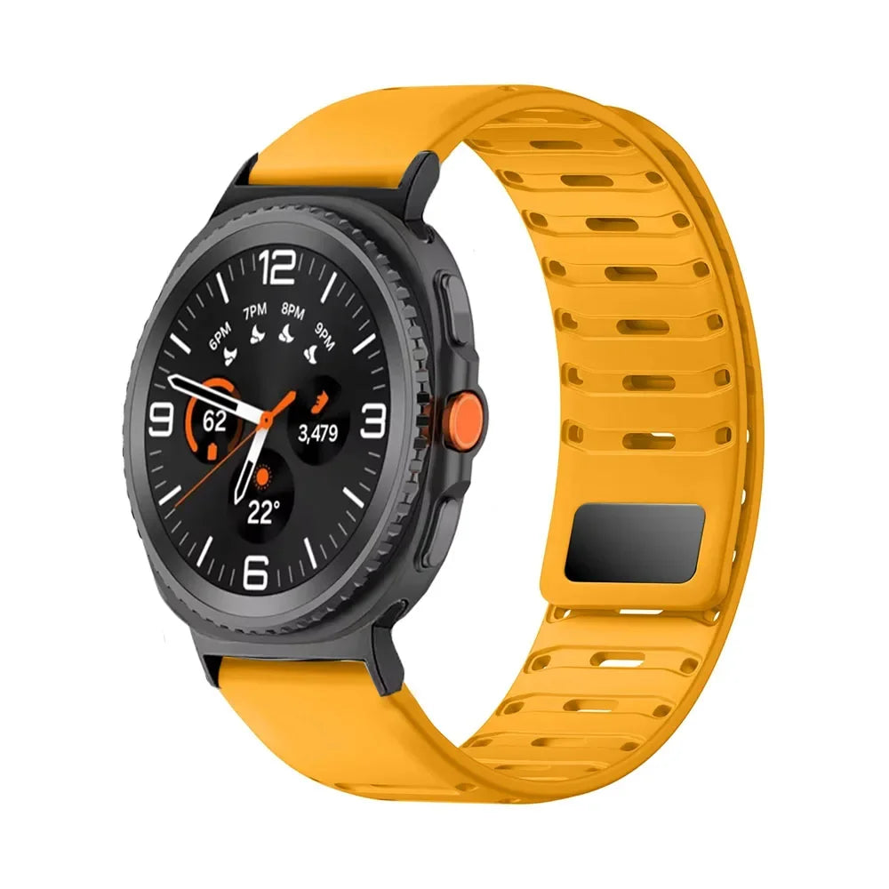 Samsung Galaxy Silicone Watch Band - Magnetic Watch8/Watch8 Classic/Watch9/Ultra/Ultra2 in yellow, engineered for active lifestyles.
