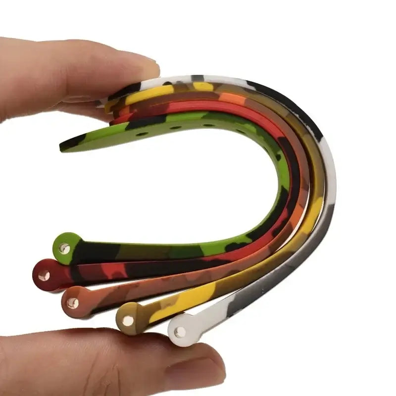 Camouflage silicone straps bent to show flexibility