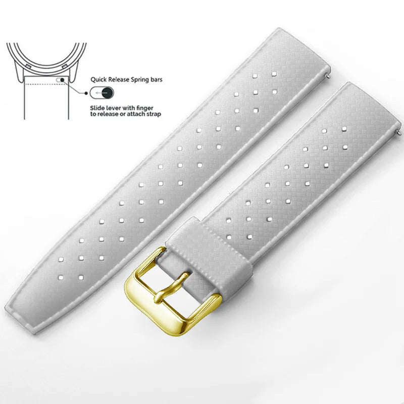 Tropic Silicone Band for Polar – White / Gold Buckle (Option 3)