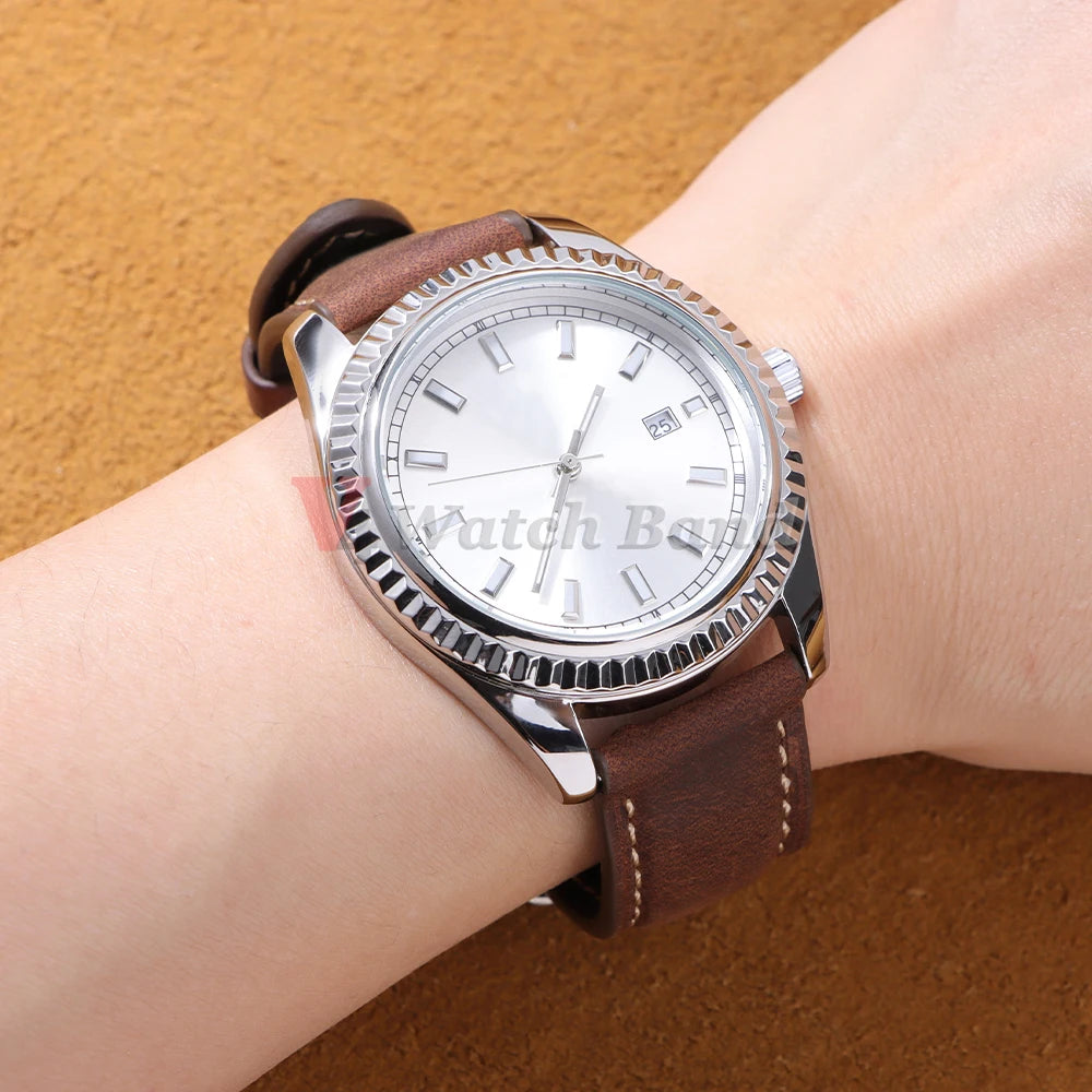 Vintage Stitched Leather Band worn on a wrist