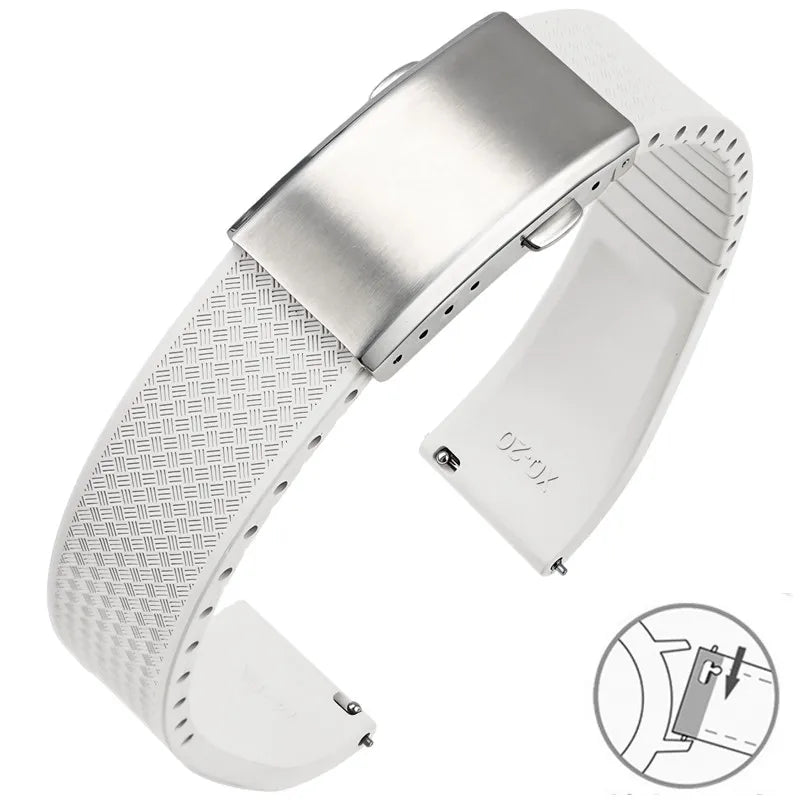 Garmin FKM Rubber Band in White with Silver Clasp