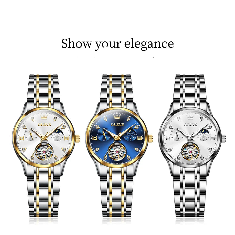 Women's Open-Heart Automatic Bracelet Watch — Three automatic watch color options — BandsCo Straps