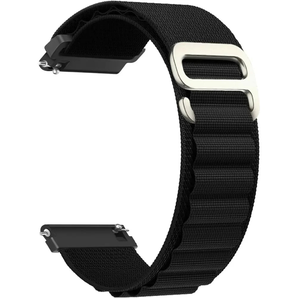 Motorola Moto Alpine-Style Nylon Band with Metal Hook — Black / Silver Hook