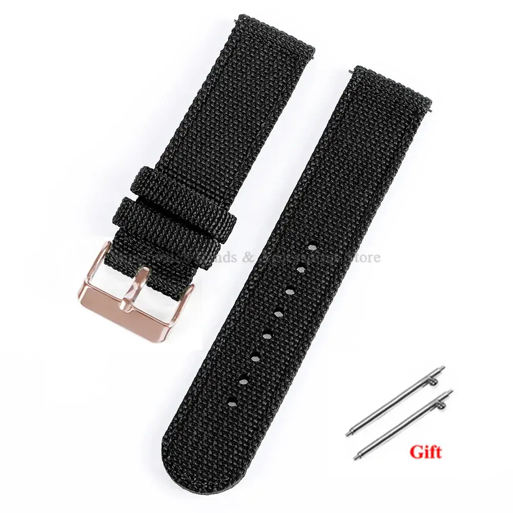 Woven Nylon Band with Buckle Options in Black / Rose Gold Buckle for compatible Huawei watches
