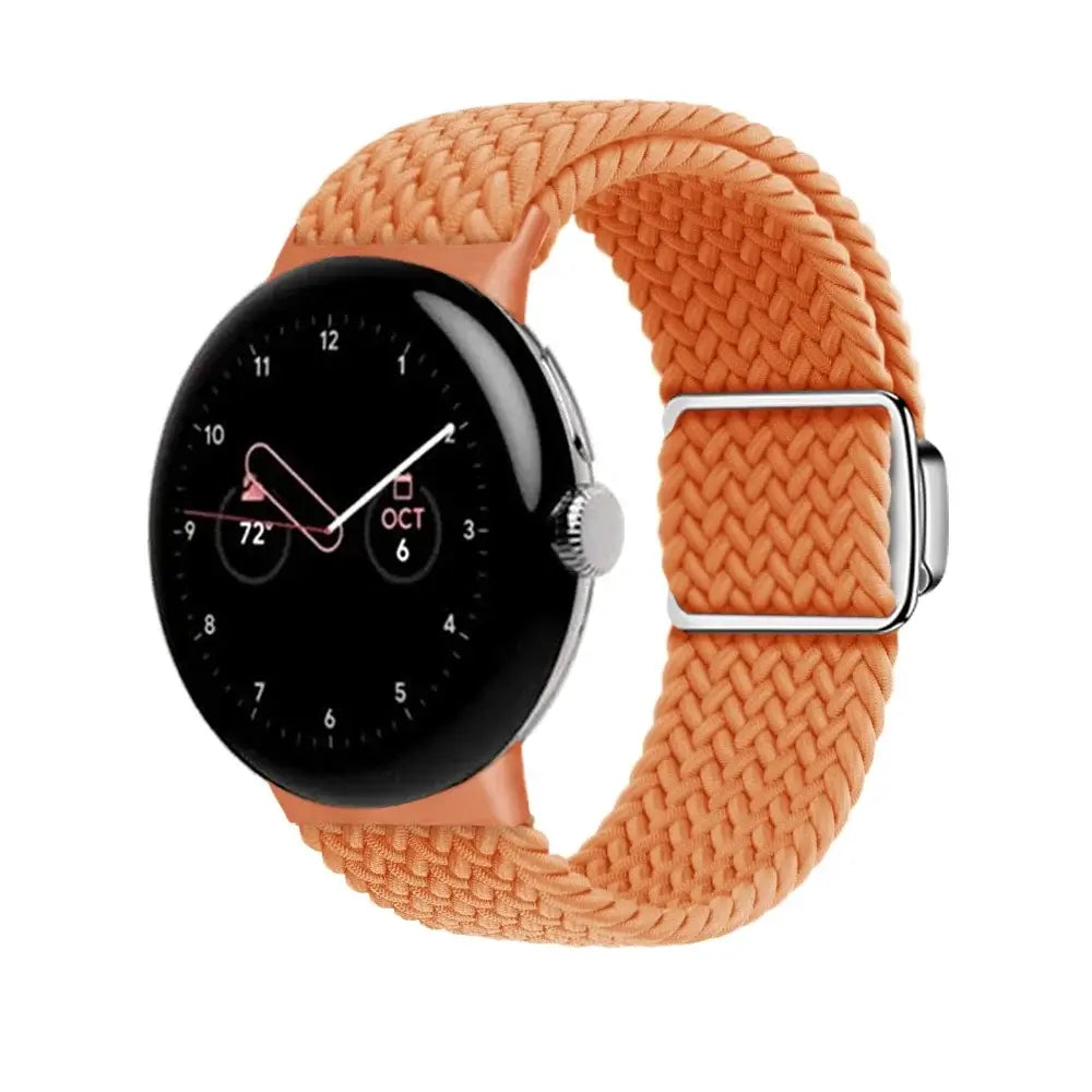 Stretch Braided Google Pixel Watch Loop with Metal Slider in Orange