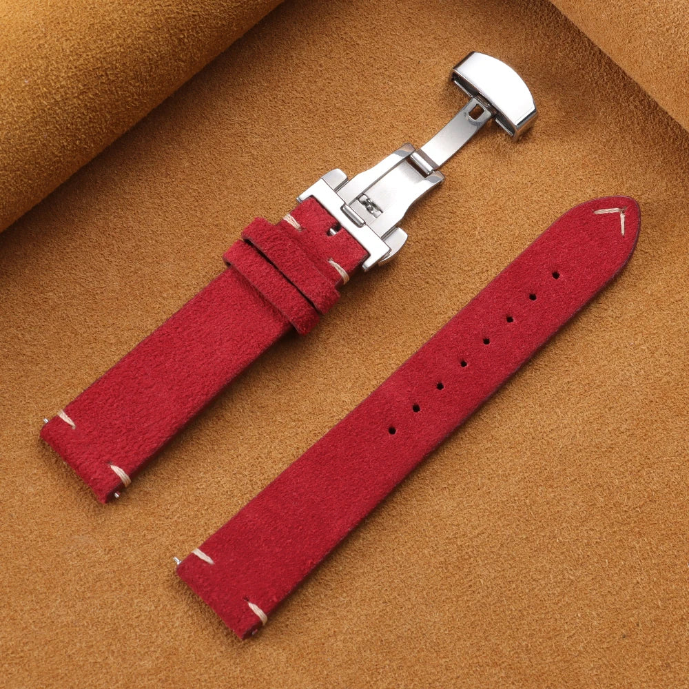 Suede Butterfly Clasp Band in Red